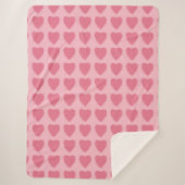 Pink Hearts Seamless Pattern シェルパブランケット (正面)