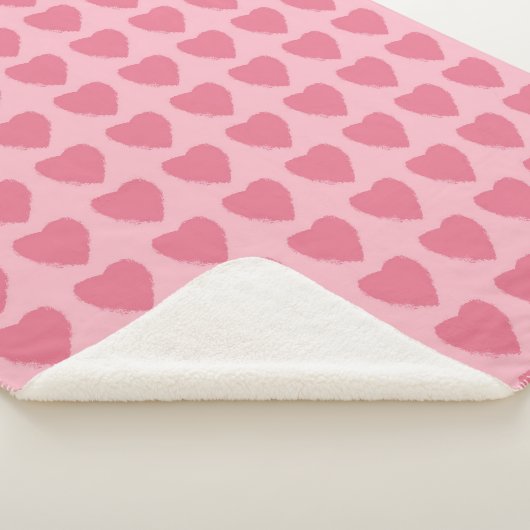 Pink Hearts Seamless Pattern シェルパブランケット (3/4)