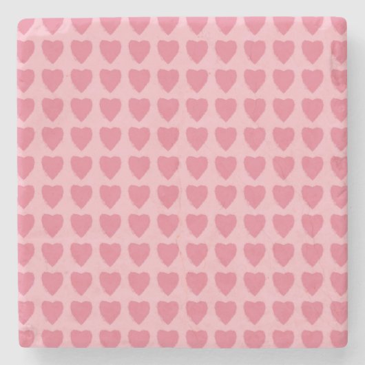 Pink Hearts Seamless Pattern ストーンコースター (正面)