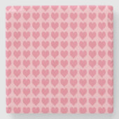 Pink Hearts Seamless Pattern ストーンコースター (正面)