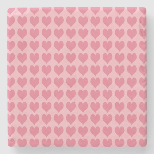 Pink Hearts Seamless Pattern ストーンコースター (正面)