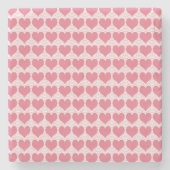 Pink Hearts Seamless Pattern ストーンコースター (正面)