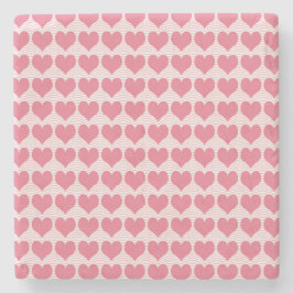 Pink Hearts Seamless Pattern ストーンコースター
