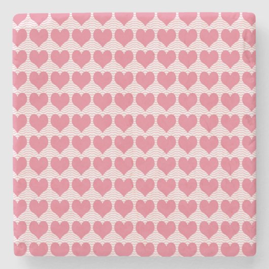 Pink Hearts Seamless Pattern ストーンコースター (正面)