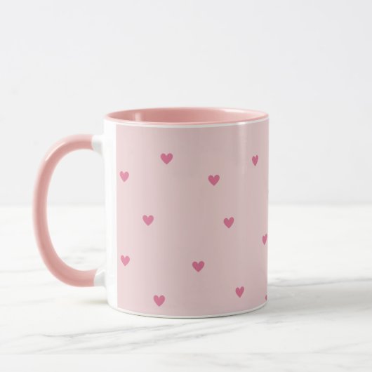 Pink Hearts Seamless Pattern – Cute Valentine マグカップ (左)