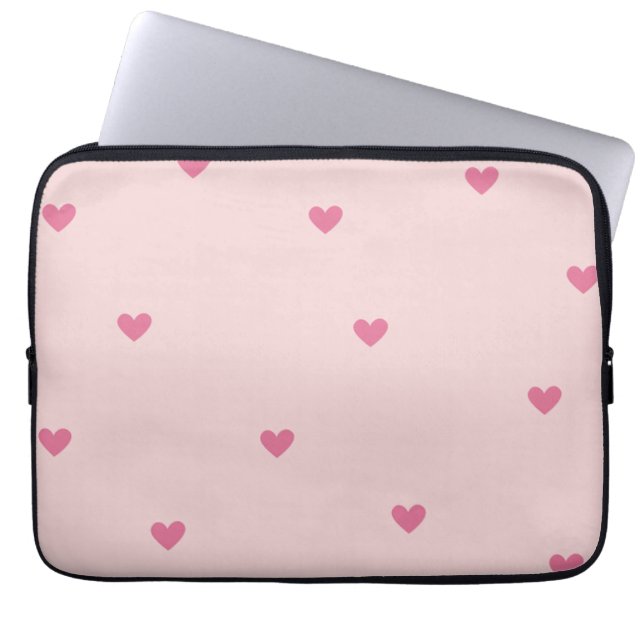 Pink Hearts Seamless Pattern – Cute Valentine ラップトップスリーブ (正面)