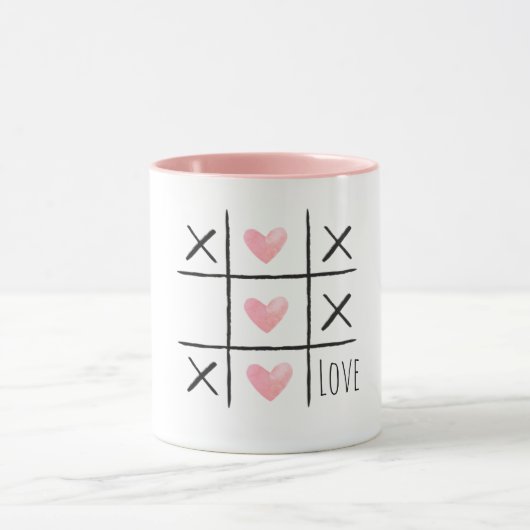 Pink Hearts Tic Tac Toe Love マグカップ (中央)