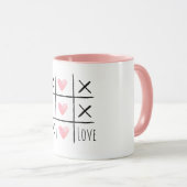 Pink Hearts Tic Tac Toe Love マグカップ (正面右)