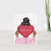 Pink Hearts Valentine's Bridesmaid Proposal Card 招待状 (正面)