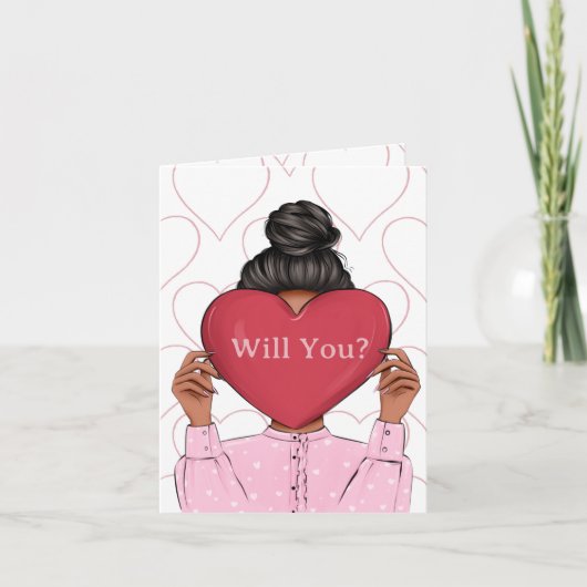 Pink Hearts Valentine's Bridesmaid Proposal Card 招待状 (正面)