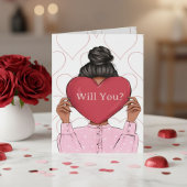 Pink Hearts Valentine's Bridesmaid Proposal Card 招待状