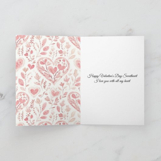 Pink Hearts Valentine's Day Love   カード (内部)