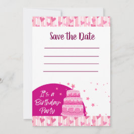 Pink Hearts with Cake 招待状