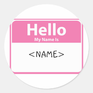 Pink Hello私の名前は、()  ラウンドシール