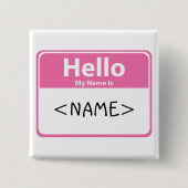 Pink Hello私の名前は、()  缶バッジ (正面)