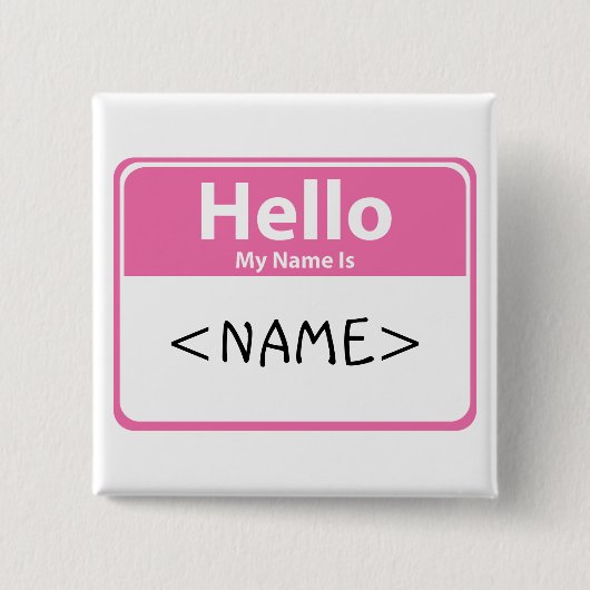 Pink Hello私の名前は、()  缶バッジ (正面)