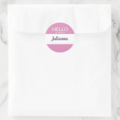 Pink Hello My Name is Employee orイベント名タグ ラウンドシール (バッグ)