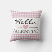 Pink Hello Valentine Plaid Gingham クッション (裏面)