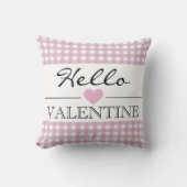 Pink Hello Valentine Plaid Gingham クッション (正面)