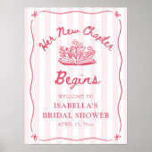 Pink Her New Chapter Bridal Shower Welcome Sign ポスター (正面)