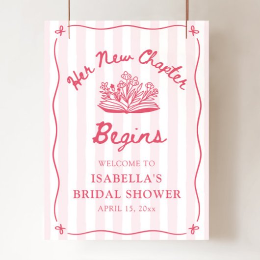 Pink Her New Chapter Bridal Shower Welcome Sign ポスター
