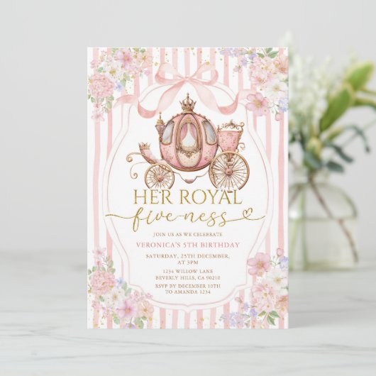 Pink Her Royal five-ness birthday Bow Coquette 招待状 (スタンド正面)