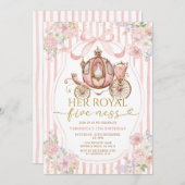 Pink Her Royal five-ness birthday Bow Coquette 招待状 (正面/裏面)