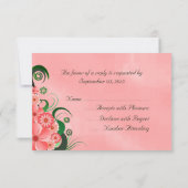 Pink HibiscusフローラエレガントRSVP応答カード 出欠カード (裏面)