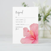 Pink Hibiscus ・熱帯開花RSVP ・目的地 出欠カード (スタンド正面)
