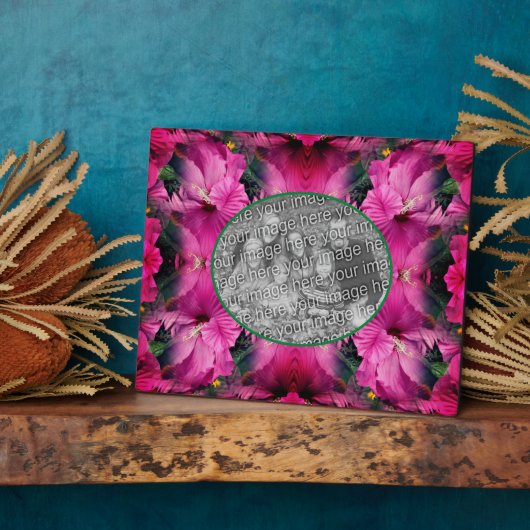 Pink Hibiscus Flower Create Your Own Photo フォトプラーク (側面)