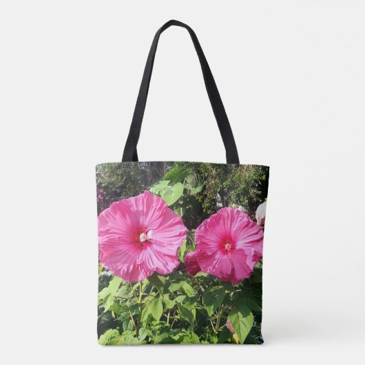 Pink Hibiscus Flower Drawstring Backpack トートバッグ (裏面)