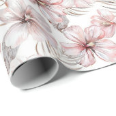 Pink Hibiscus Flowers Birthday ラッピングペーパー (ロールコーナー)