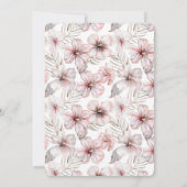 Pink Hibiscus Flowers Birthday 招待状 (裏面)