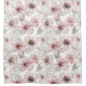 Pink Hibiscus Flowers Bridal Shower シャワーカーテン (正面)