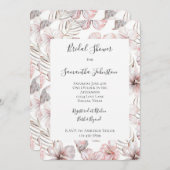 Pink Hibiscus Flowers Bridal Shower 招待状 (正面/裏面)