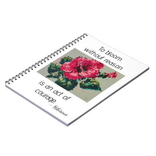 Pink Hibiscus in Gentle Pixels ノートブック (左側)