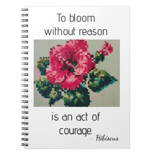 Pink Hibiscus in Gentle Pixels ノートブック (正面)