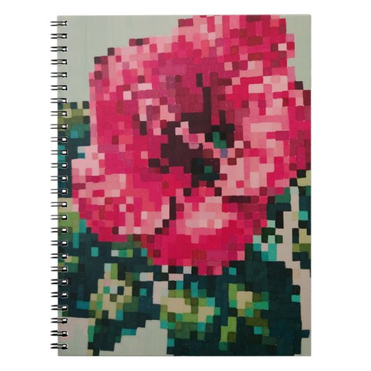 Pink Hibiscus in Soft Pixel Colors ノートブック (正面)