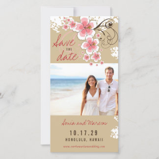 Pink Hibiscus Tropicalの結婚写真は日付を保存 セーブザデート