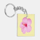 Pink Hibiscus Tropical Flower キーホルダー (正面左)