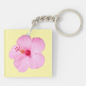 Pink Hibiscus Tropical Flower キーホルダー (裏面)