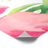 Pink Hibiscus Tropical Palm Watercolor ポスター (角)