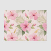 Pink Hibiscus Tropical Seamless Pattern 薄葉紙 (正面)