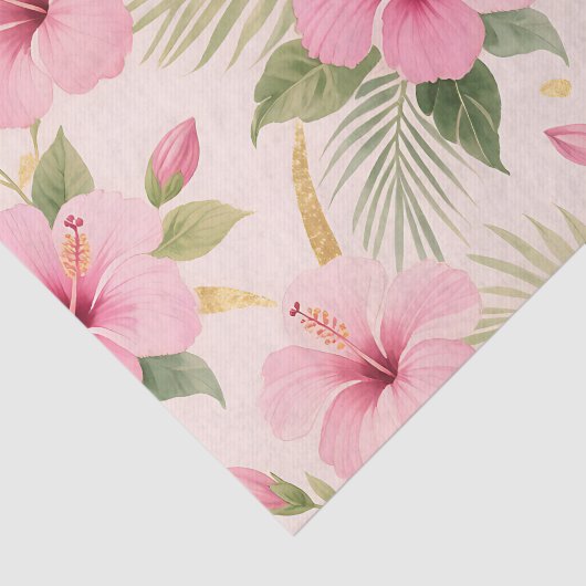 Pink Hibiscus Tropical Seamless Pattern 薄葉紙 (詳細)