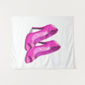 Pink High Heels 64-Bit Pixel Art Style タペストリー (正面(横))