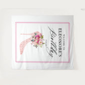 Pink High Heels Birthday Welcome  タペストリー (正面(横))