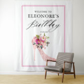 Pink High Heels Birthday Welcome  タペストリー (インサイチュ)