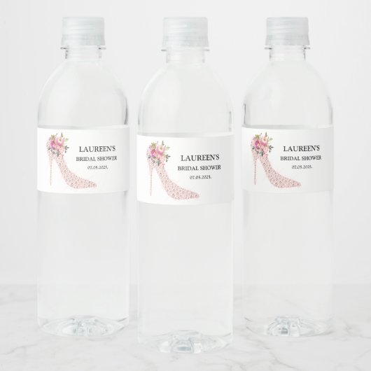 Pink High Heels Bridal Shower ペットボトルラベル (ボトル)