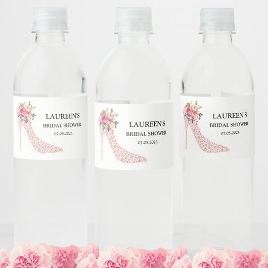 Pink High Heels Bridal Shower ペットボトルラベル