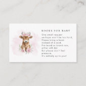 Pink Highland Cow Books For Baby Shower エンクロージャーカード (正面)